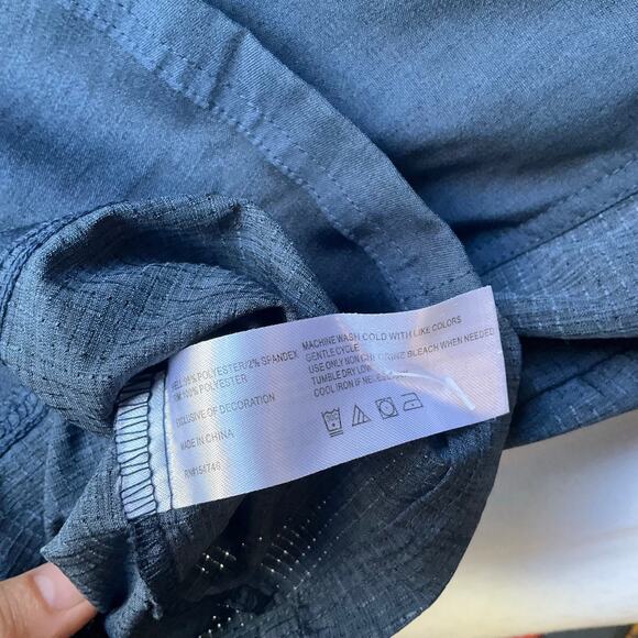 Mountain and Isles Men Stretchy Short Sleeve Fit Button Down Shirt size XL, Blue - Picture 5 of 8